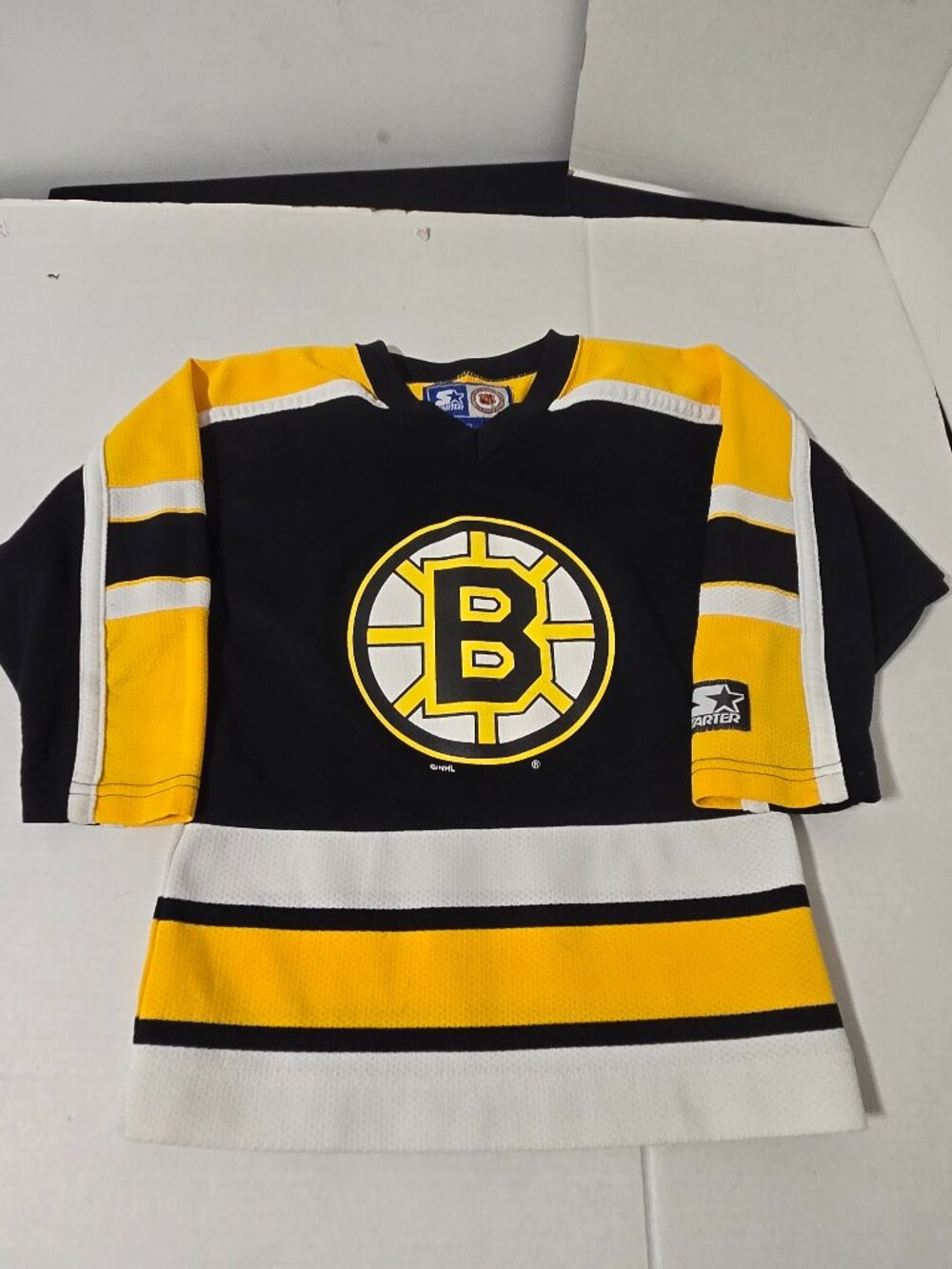 Vintage Starter Boston Bruins Youth Hockey Jersey Black Gold NHL Size Small
